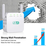 2.4G 300M Wi-Fi Amplifier Long Range WiFi Repeater Wireless Signal Booster EU Plug Black