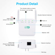 2.4G 300M Wi-Fi Amplifier Long Range WiFi Repeater Wireless Signal Booster EU Plug Black