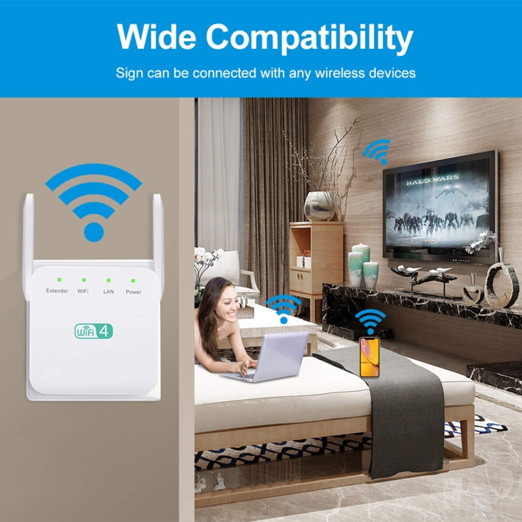 2.4G 300M Wi-Fi Amplifier Long Range WiFi Repeater Wireless Signal Booster EU Plug Black
