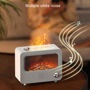 USB White Noise Simulation Flame Fire Furnace Aromatherapy Machine Indoor Large Spray Measurement Humidifier(Black)