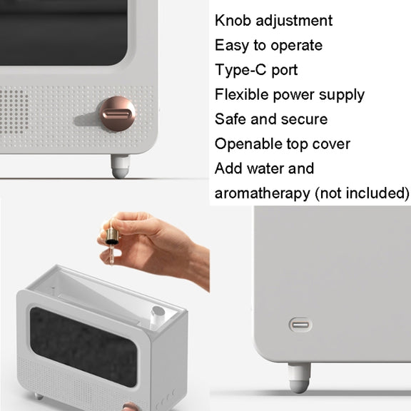 USB White Noise Simulation Flame Fire Furnace Aromatherapy Machine Indoor Large Spray Measurement Humidifier(Black)
