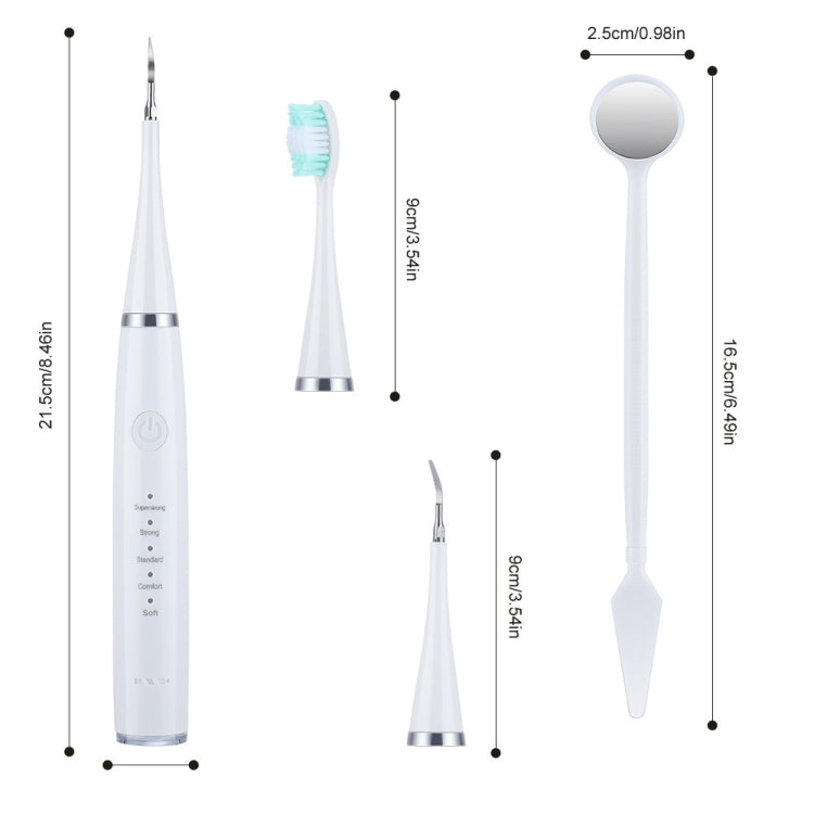 6 In 1 Electric Dental Scaler Calculus Removal Teeth Cleaning Set, Color: White Basic