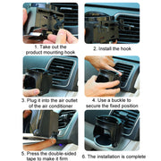 Car Water Cup Holder Multi-function Air Outlet Mobile Phone Holder Ashtray(Carbon Fiber Silver Edge)