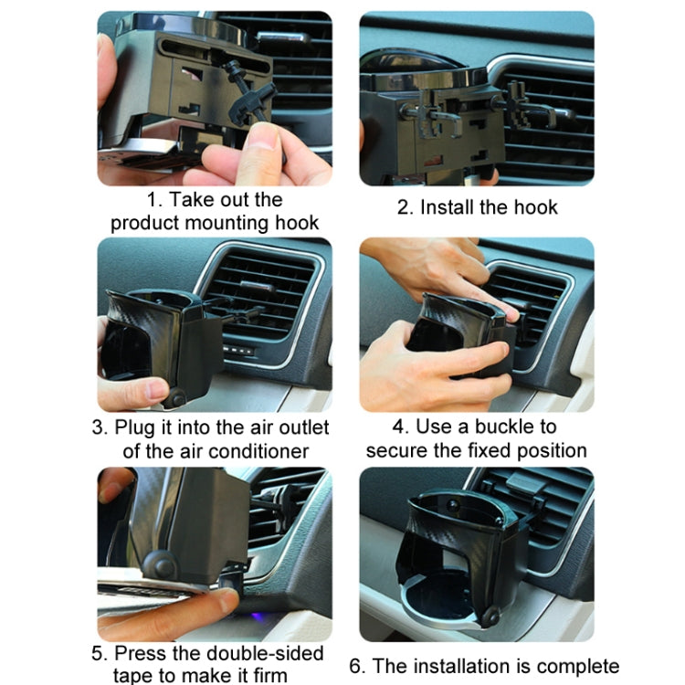 Car Water Cup Holder Multi-function Air Outlet Mobile Phone Holder Ashtray(Carbon Fiber Silver Edge)