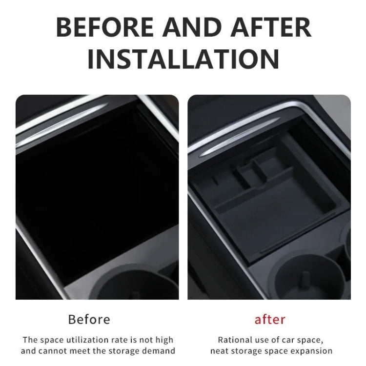 For Tesla Model 3 / Y Center Armrest Storage Box Car Modification Accessories Central Storage Box(Black)