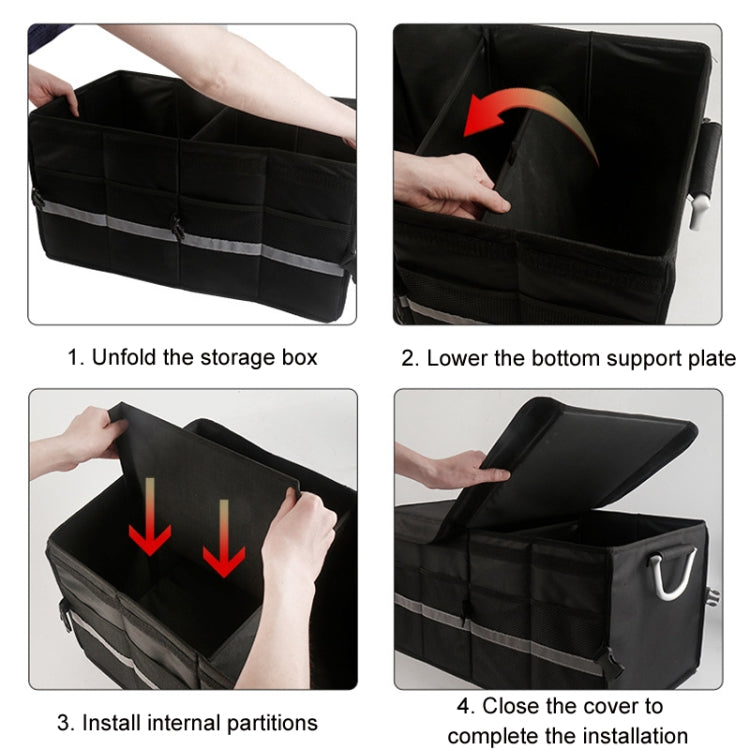 Car Trunk Storage Box Oxford Cloth Folding Organizer With Reflective Strips, Color: Small Gray