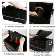 Car Trunk Storage Box Oxford Cloth Folding Organizer With Reflective Strips, Color: Small Gray