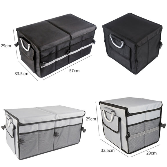 Car Trunk Storage Box Oxford Cloth Folding Organizer With Reflective Strips, Color: Small Gray