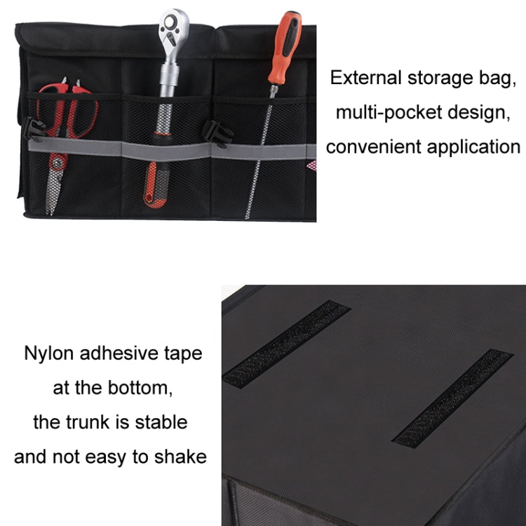 Car Trunk Storage Box Oxford Cloth Folding Organizer With Reflective Strips, Color: Small Gray