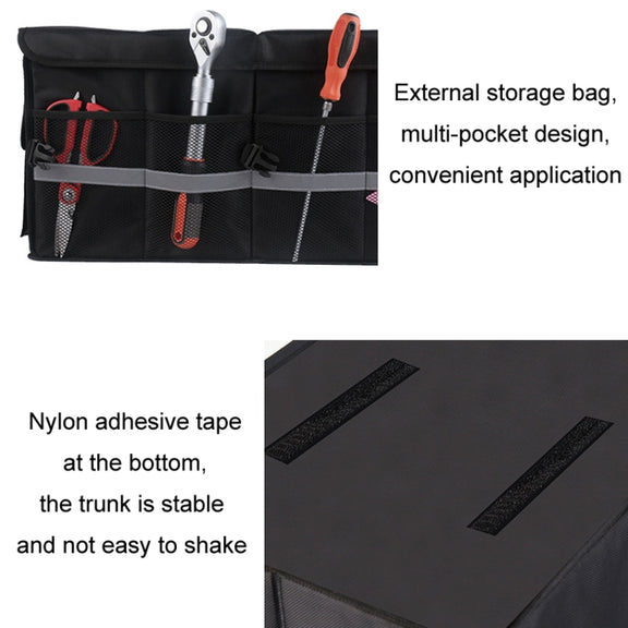 Car Trunk Storage Box Oxford Cloth Folding Organizer With Reflective Strips, Color: Small Gray