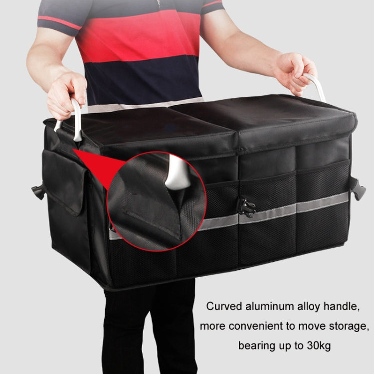 Car Trunk Storage Box Oxford Cloth Folding Organizer With Reflective Strips, Color: Large Gray