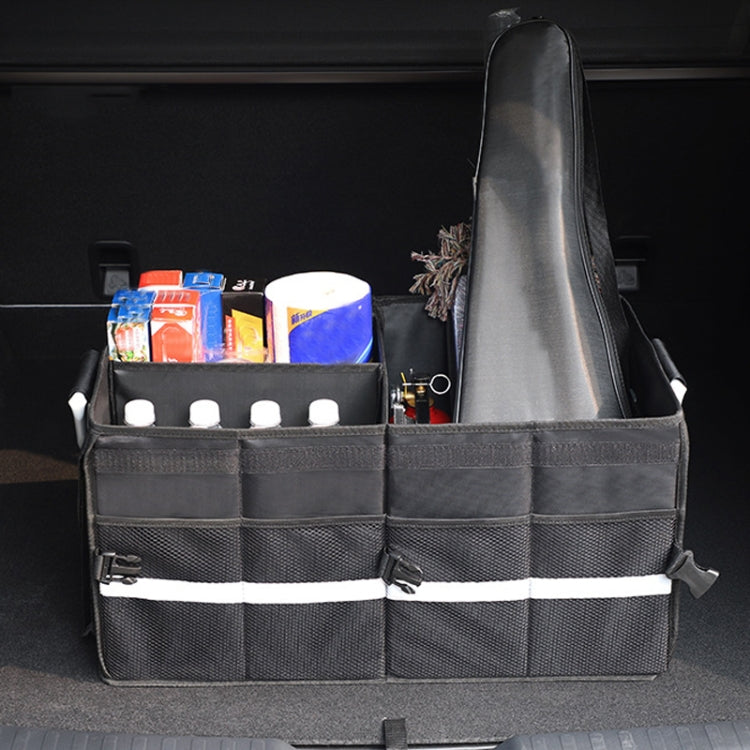 Car Trunk Storage Box Oxford Cloth Folding Organizer With Reflective Strips, Color: Small Gray