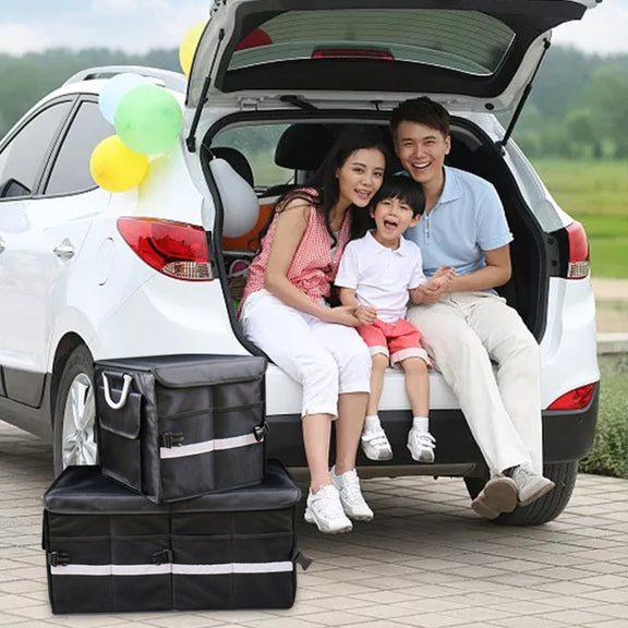 Car Trunk Storage Box Oxford Cloth Folding Organizer With Reflective Strips, Color: Small Gray
