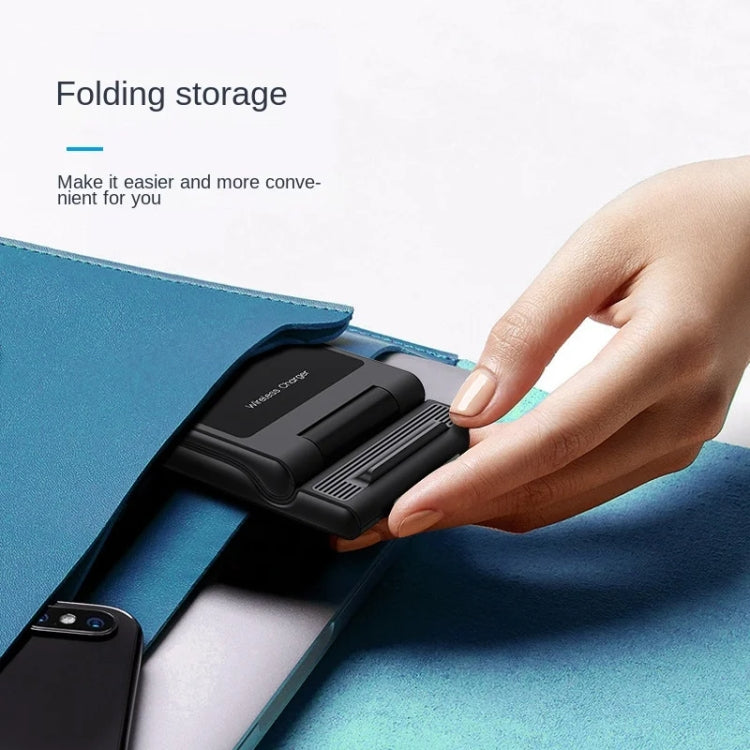 15W 3-in-1 Foldable Portable Multifunctional Stand Wireless Charger(Black)