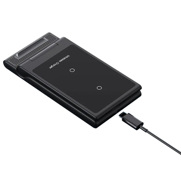15W 3-in-1 Foldable Portable Multifunctional Stand Wireless Charger(Black)