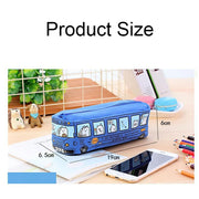 Cartoon Bus Student Stationery Pencil Case Large Capacity Canvas Stationery Box(Yellow)