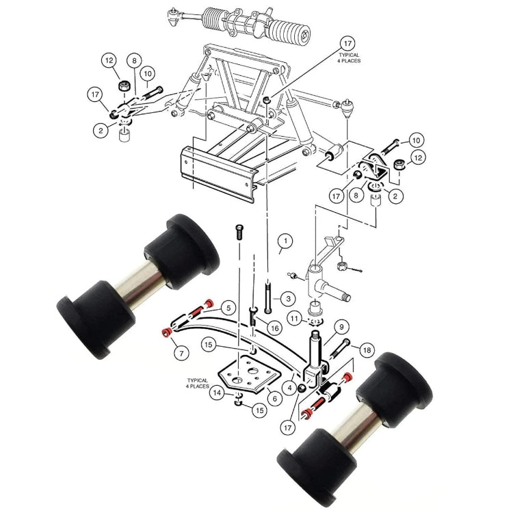 Golf Cart Front And Rear Steel Plate Rubber Sleeve Iron Sleeve Kit Leaf Spring Bushings, Specification: Iron Sleeve