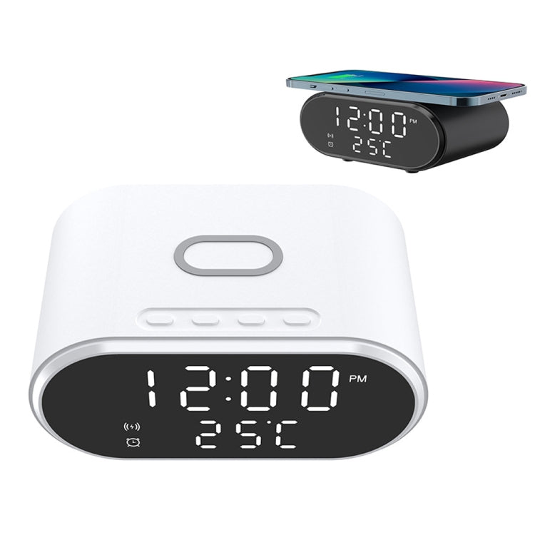 15W LED Mirror Wireless Charger Desktop Multifunctional Mini Clock(Black)