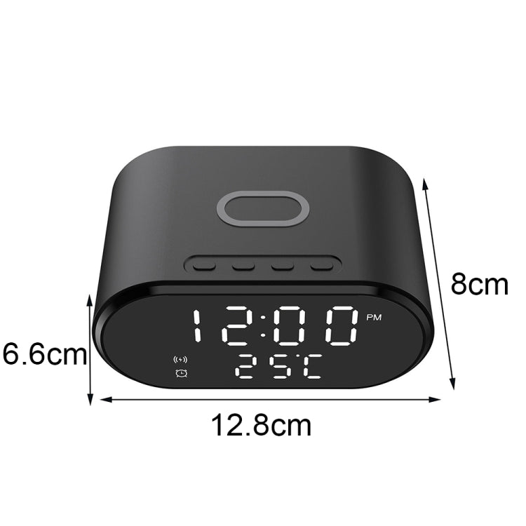 15W LED Mirror Wireless Charger Desktop Multifunctional Mini Clock(White)