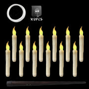 12pcs /Set LED Floating Candles Lights With Remote Control Christmas Halloween Decoration, Style: Glossy Magic Wand(Yellow Flash)