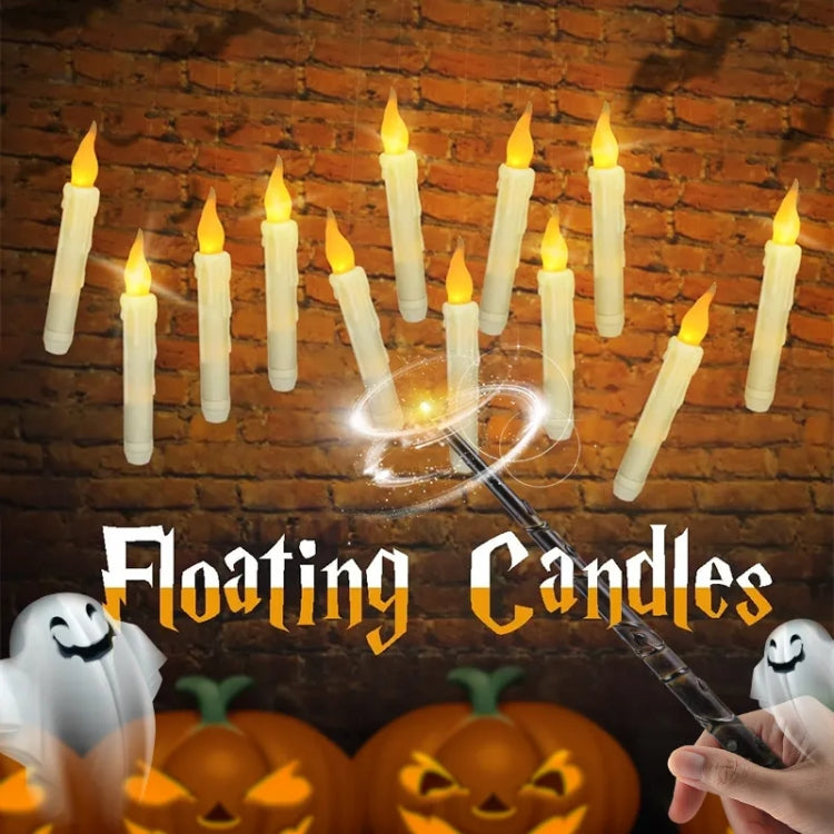 12pcs /Set LED Floating Candles Lights With Remote Control Christmas Halloween Decoration, Style: Glossy Magic Wand(Yellow Flash)