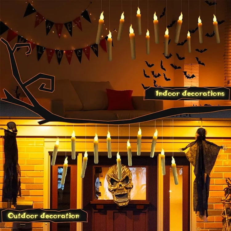 12pcs /Set LED Floating Candles Lights With Remote Control Christmas Halloween Decoration, Style: Glossy Magic Wand(Yellow Flash)