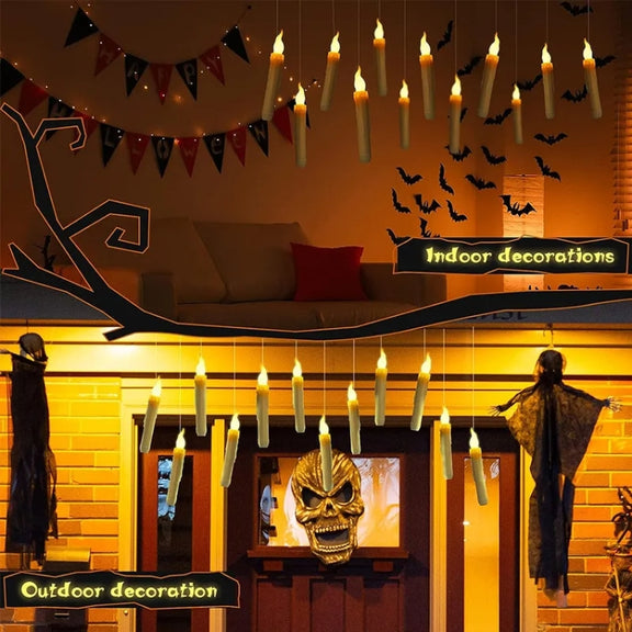 12pcs /Set LED Floating Candles Lights With Remote Control Christmas Halloween Decoration, Style: Glossy Magic Wand(Yellow Flash)