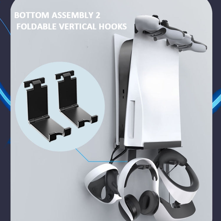 For PS5 Console iplay Wall-mounted Bracket Can Store Controllers/VR Glasses/Headphones(Black)
