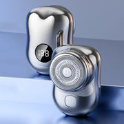 Three-Ring Knife Mesh Electric Men Shaver Travel Portable Mini Shaver, Color: Digital Display Silver