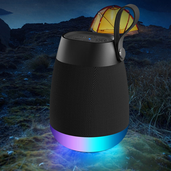 Bluetooth Wireless Fabric Speaker Cylindrical Water-resistant Subwoofer With RGB Light(Blue)