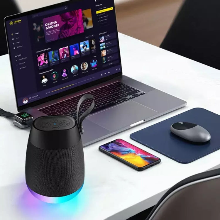 Bluetooth Wireless Fabric Speaker Cylindrical Water-resistant Subwoofer With RGB Light(Blue)