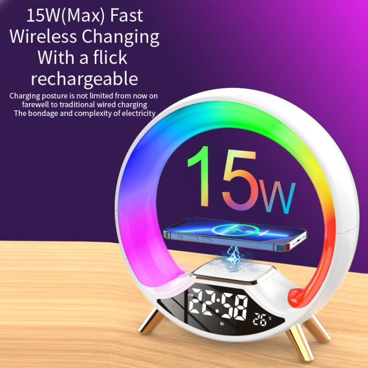 S528 Multifunctional Wireless Charging Bluetooth Speaker with RGB Light & White Noise & Simulated Sunrise(White)
