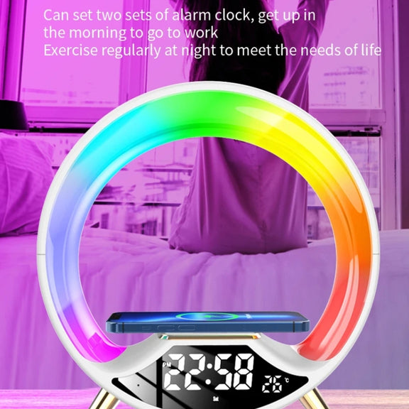 S528 Multifunctional Wireless Charging Bluetooth Speaker with RGB Light & White Noise & Simulated Sunrise(White)