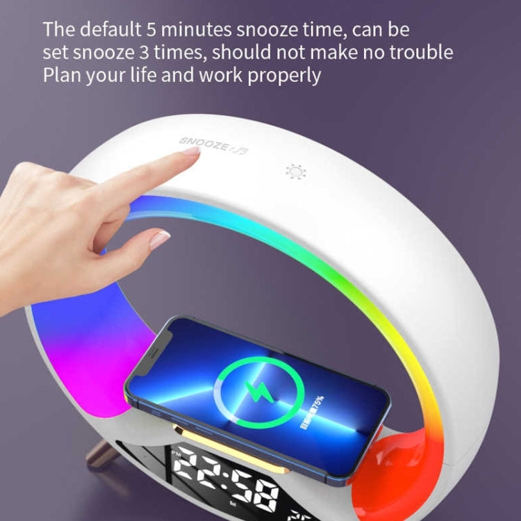 S528 Multifunctional Wireless Charging Bluetooth Speaker with RGB Light & White Noise & Simulated Sunrise(White)