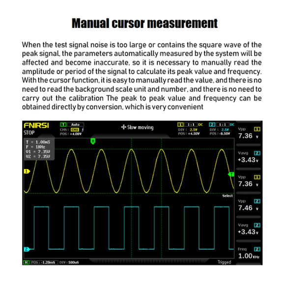 FNIRSI 2 In 1 Dual-Channel 100M Bandwidth Digital Oscilloscope 1GS Sampling Signal Generator, EU Plug 1014D