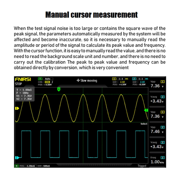 FNIRSI 2 In 1 Dual-Channel 100M Bandwidth Digital Oscilloscope 1GS Sampling Signal Generator, EU Plug 1014D