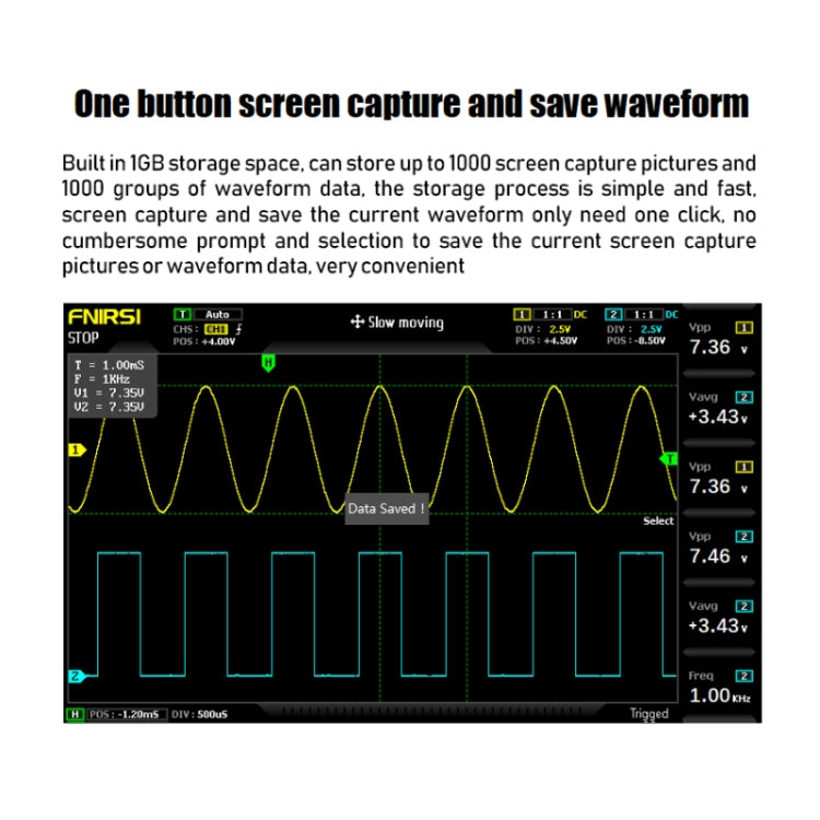 FNIRSI 2 In 1 Dual-Channel 100M Bandwidth Digital Oscilloscope 1GS Sampling Signal Generator, EU Plug 1014D
