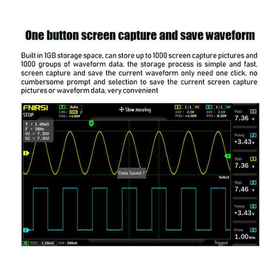 FNIRSI 2 In 1 Dual-Channel 100M Bandwidth Digital Oscilloscope 1GS Sampling Signal Generator, EU Plug 1014D