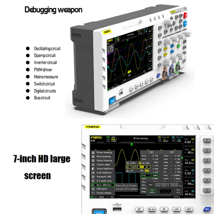 FNIRSI 2 In 1 Dual-Channel 100M Bandwidth Digital Oscilloscope 1GS Sampling Signal Generator, EU Plug 1014D