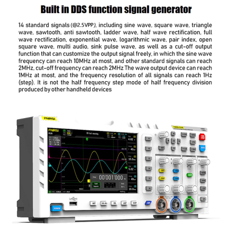 FNIRSI 2 In 1 Dual-Channel 100M Bandwidth Digital Oscilloscope 1GS Sampling Signal Generator, EU Plug 1014D
