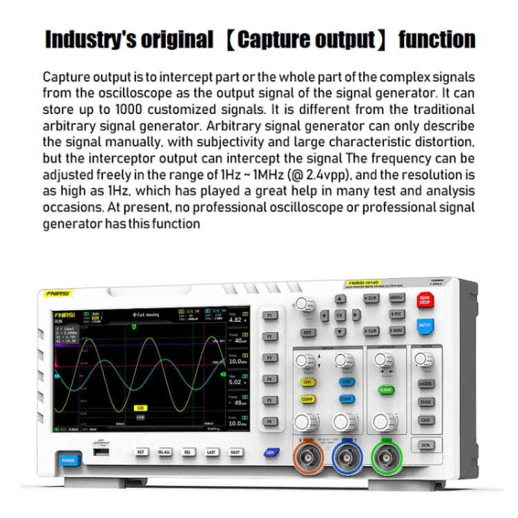 FNIRSI 2 In 1 Dual-Channel 100M Bandwidth Digital Oscilloscope 1GS Sampling Signal Generator, EU Plug 1014D