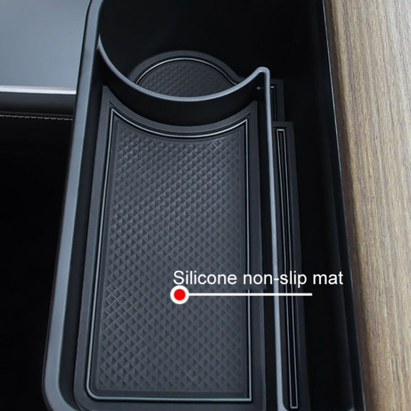 For Tesla Model 3/Y Front Passenger Glove Box Water Cup Holder Storage Box(Black)