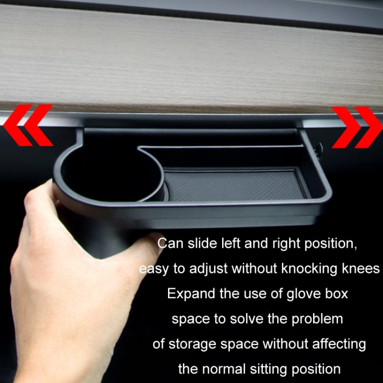 For Tesla Model 3/Y Front Passenger Glove Box Water Cup Holder Storage Box(Black)
