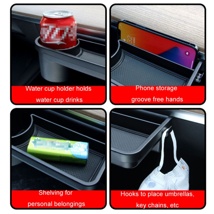 For Tesla Model 3/Y Front Passenger Glove Box Water Cup Holder Storage Box(Black)