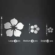 18pcs /Set Acrylic Cherry Blossom Mirror Wall Sticker Living Room Bedroom Background Wall Decoration(Silver)