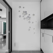 18pcs /Set Acrylic Cherry Blossom Mirror Wall Sticker Living Room Bedroom Background Wall Decoration(Silver)