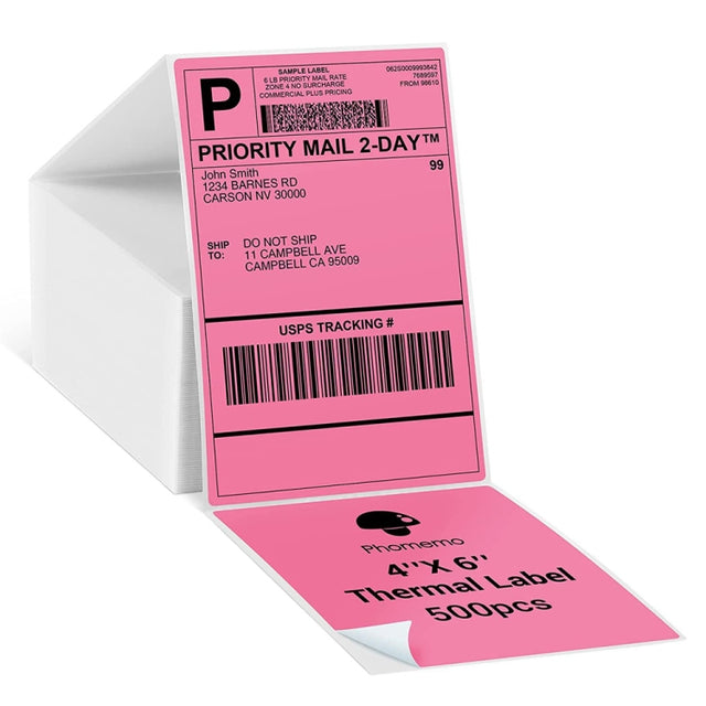 500sheets 4��6 Inch Stickers Thermal Label Paper For Phomemo PM-246S / PM-241BT / D520BT, Style: Folding Rose Red