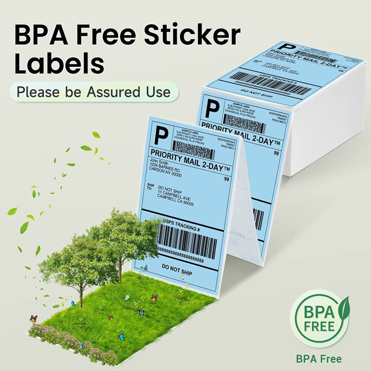 500sheets 4��6 Inch Stickers Thermal Label Paper For Phomemo PM-246S / PM-241BT / D520BT, Style: Folding Light Blue