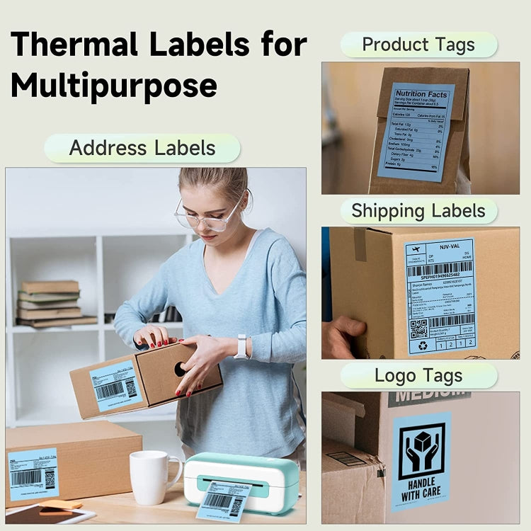 500sheets 4��6 Inch Stickers Thermal Label Paper For Phomemo PM-246S / PM-241BT / D520BT, Style: Folding White