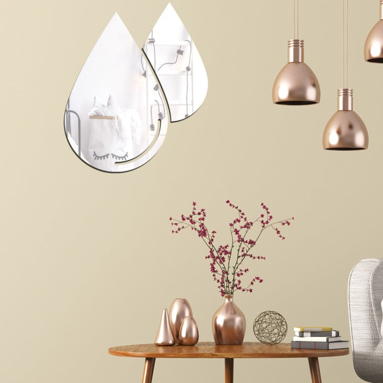 2pcs /Set Acrylic Water Drops Mirror Stereo Wall Stickers Living Room Bedroom Decorative Stickers Soft Mirror(Gold)